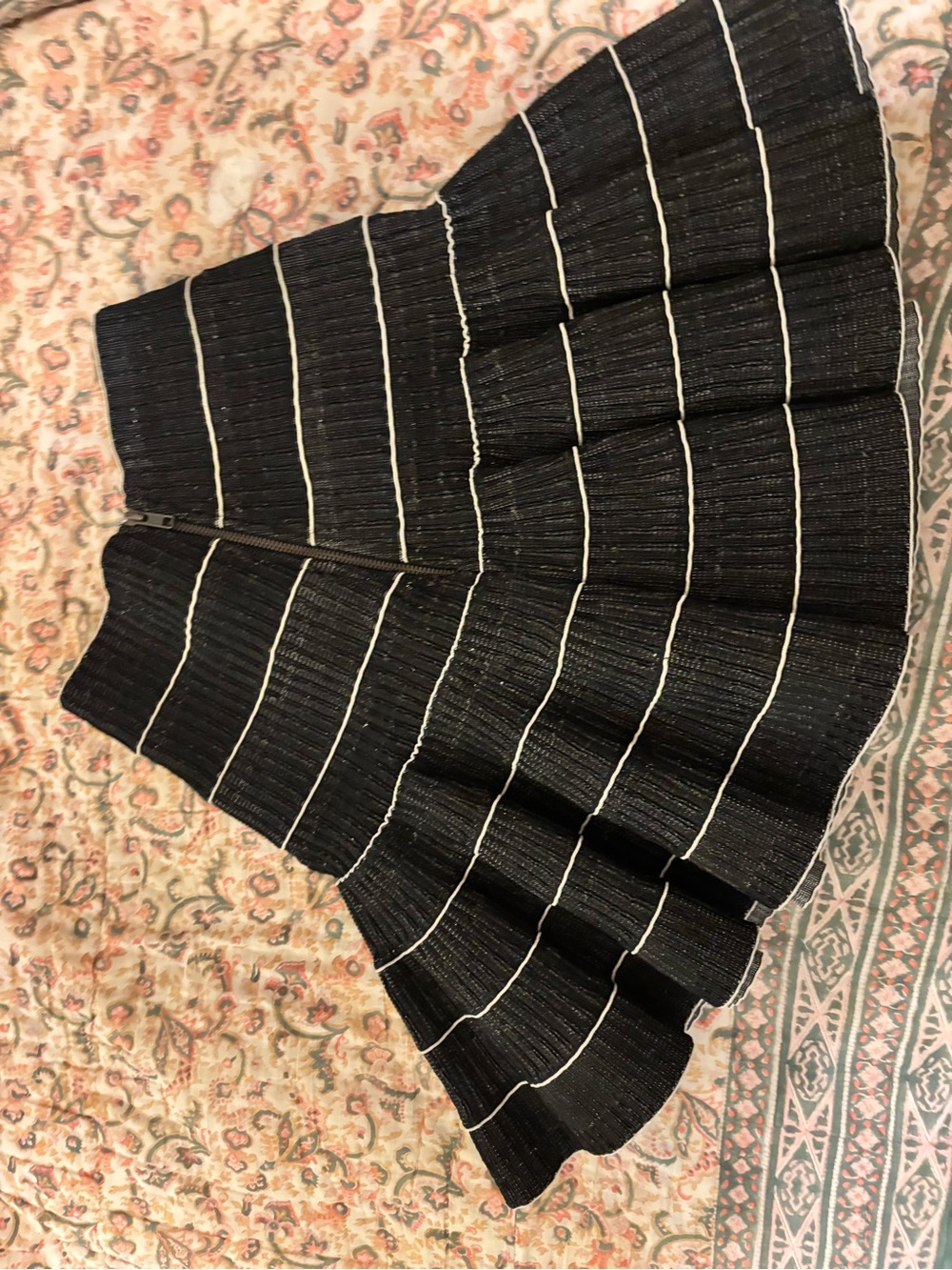 Pleasure Doing Business Black Skirt with White Stripes